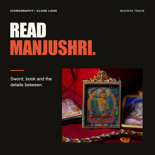 Manjushri Iconography: Sword, Book, Lotus, and Variations editorial cover with original product photography