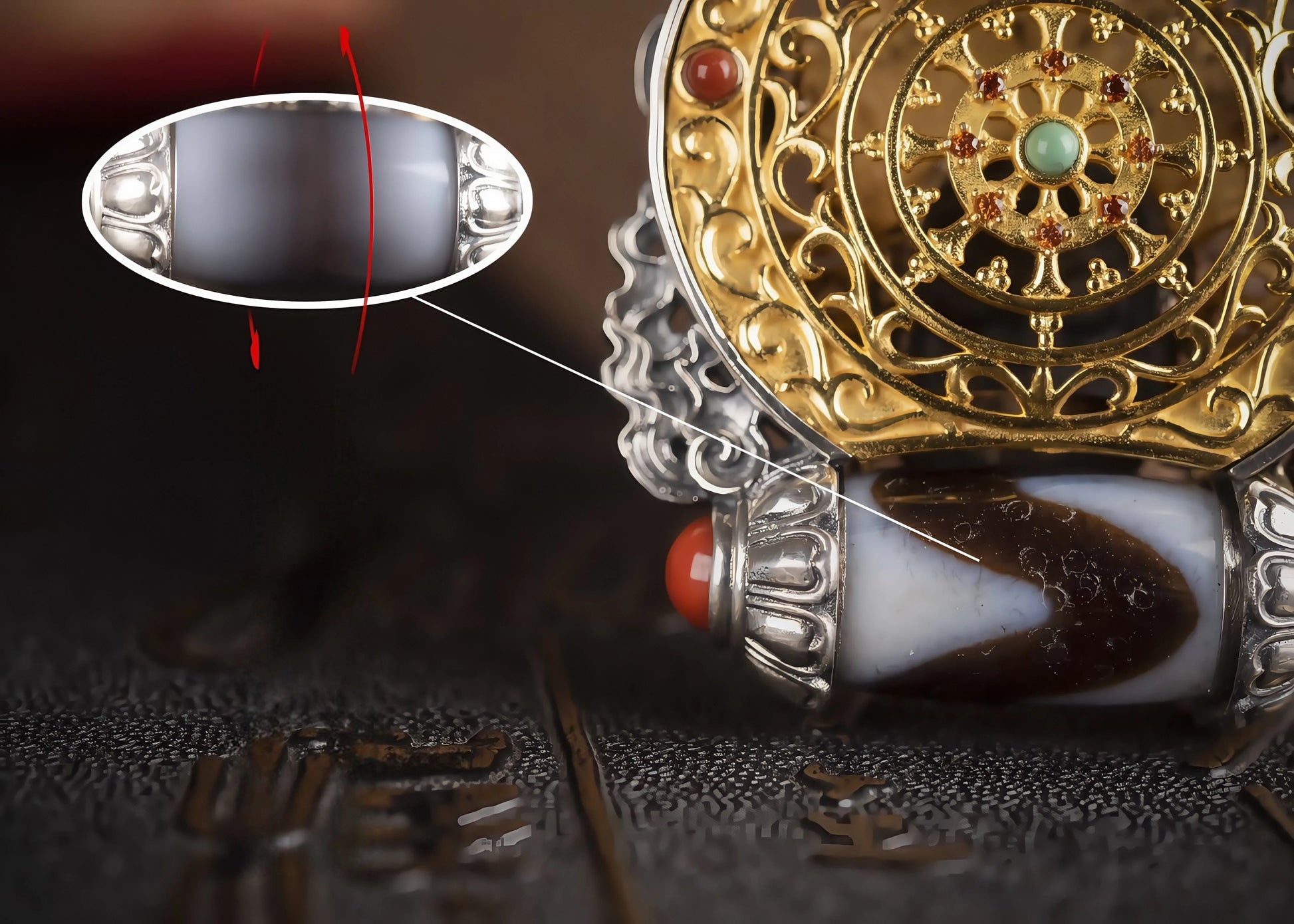 Buddha Trace Yellow Jambhala DZI Pendant Buddha Trace