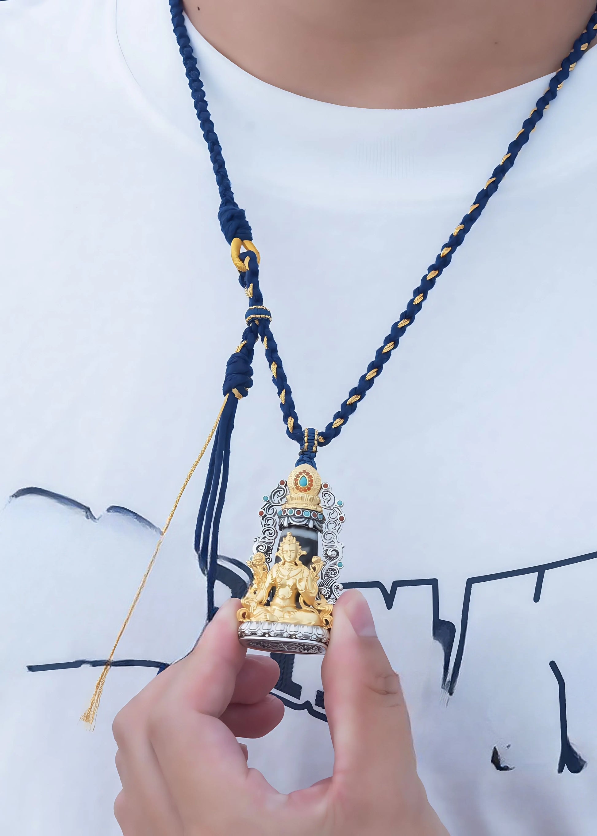 Buddha Trace Green Tara DZI Pendant Buddha Trace