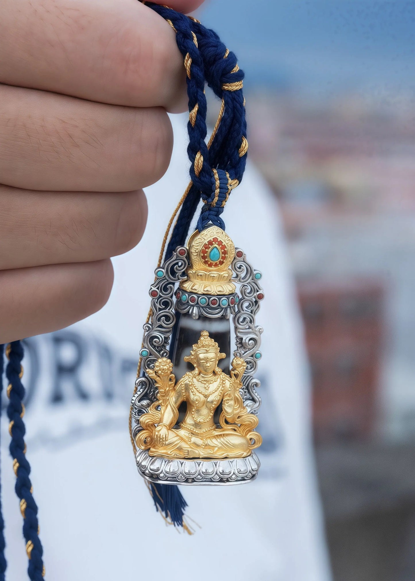 Buddha Trace Green Tara DZI Pendant Buddha Trace