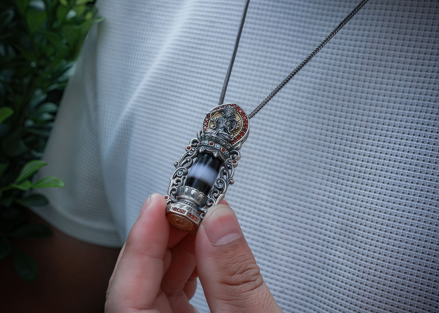 Buddha Trace Tibetan Manjusri Dzi Bead pendant Buddha Trace