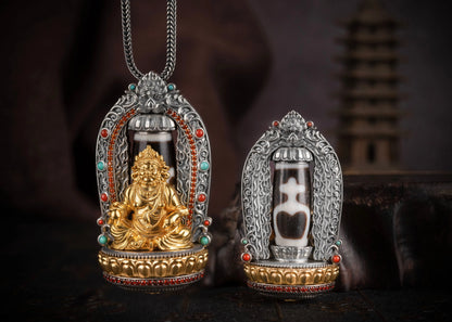 Buddha Trace Yellow Jambhala DZI Pendant Buddha Trace