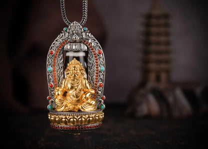 Buddha Trace Yellow Jambhala DZI Pendant Buddha Trace