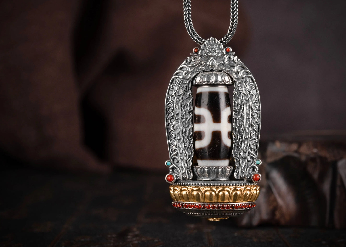 Buddha Trace Yellow Jambhala DZI Pendant Buddha Trace