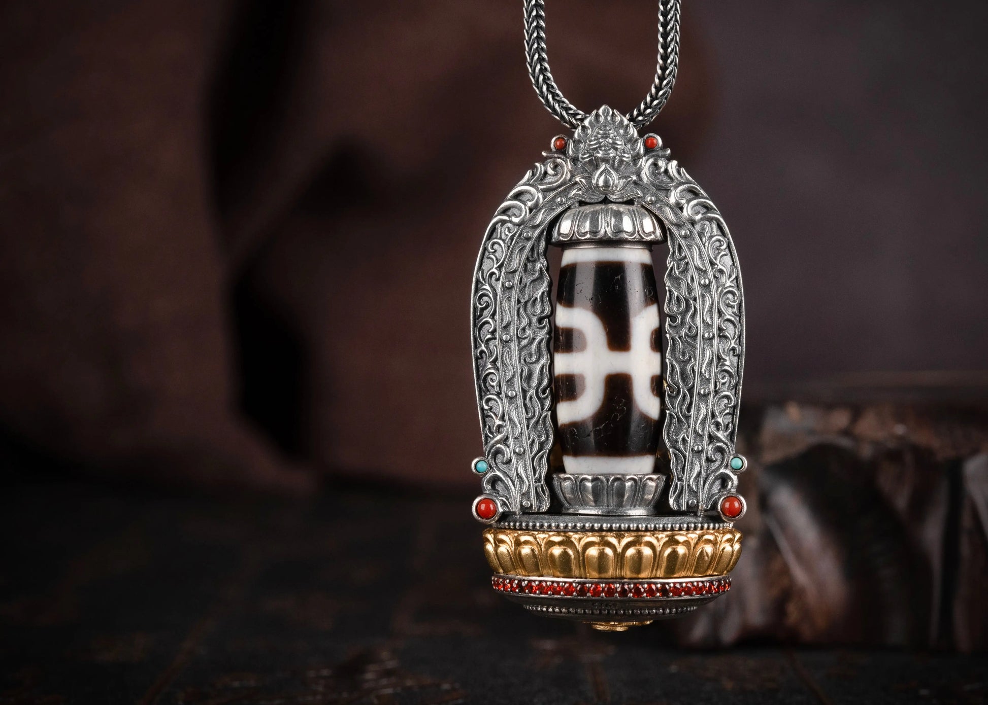 Buddha Trace Yellow Jambhala DZI Pendant Buddha Trace