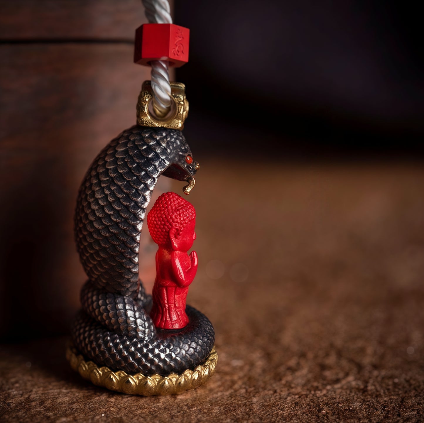 Buddha Trace Dragon-Snake Cinnabar Pendant Buddha Trace