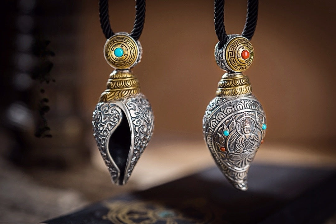 Buddha Trace Dharma conch shell pendant Buddha Trace