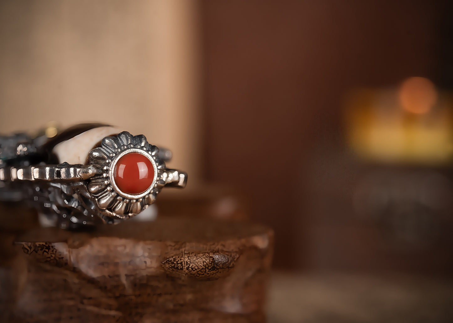 Buddha Trace roc black orchid DZI pendant Buddha Trace