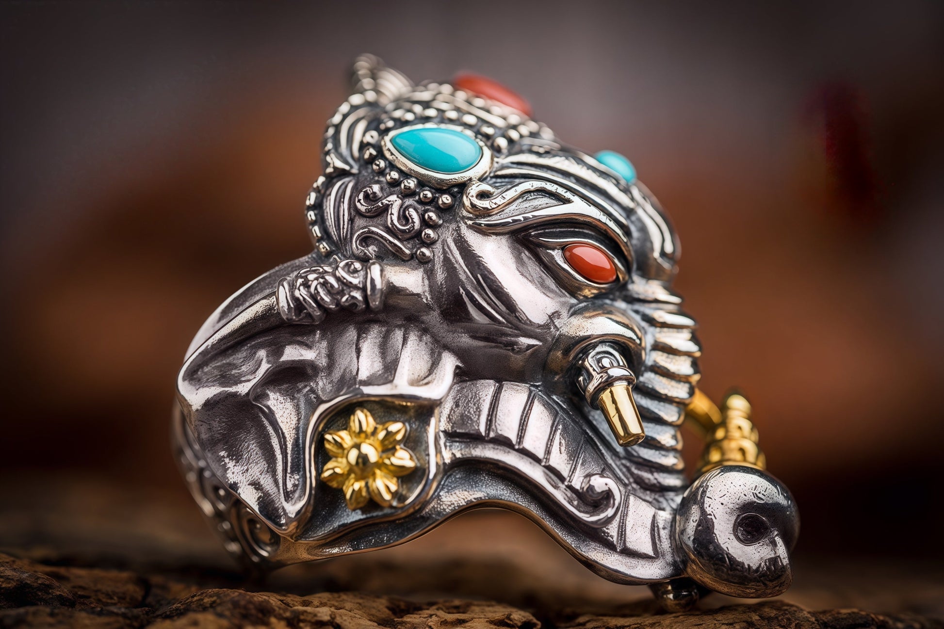 Buddha Trace Elephant God Ring Buddha Trace