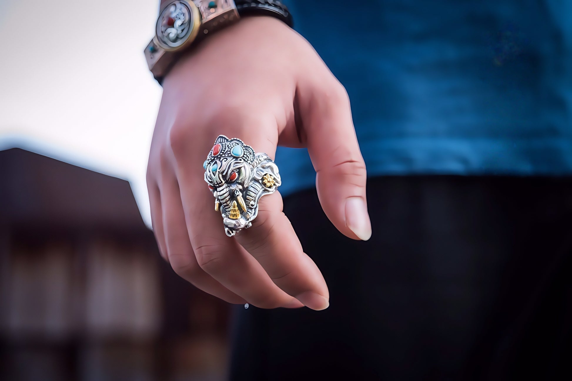 Buddha Trace Elephant God Ring Buddha Trace