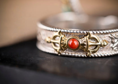 Buddha Trace Vajra Cross Ring Buddha Trace