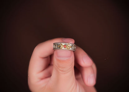 Buddha Trace Vajra Cross Ring Buddha Trace