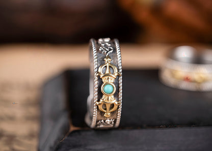 Buddha Trace Vajra Cross Ring Buddha Trace