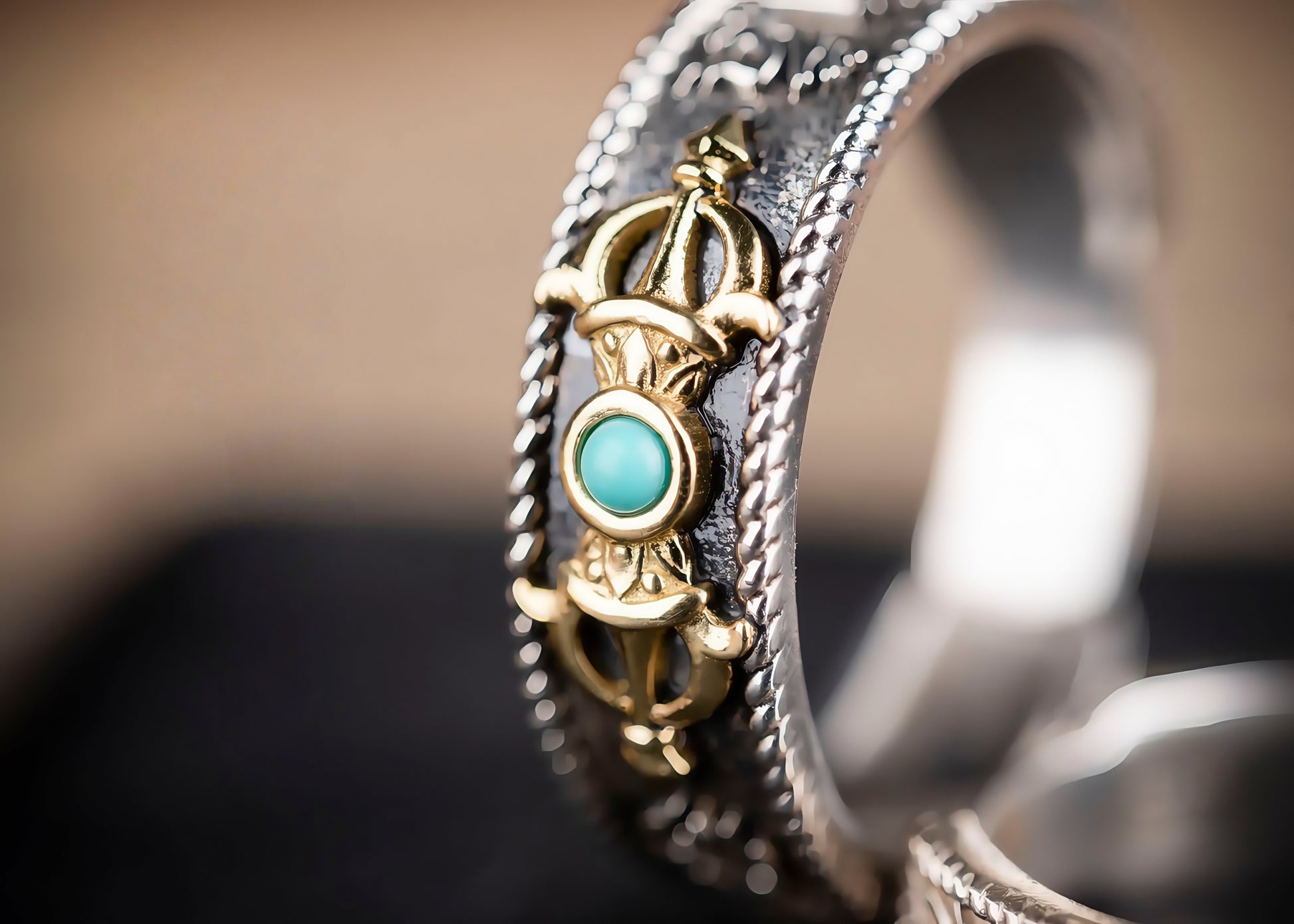 Buddha Trace Vajra Cross Ring Buddha Trace