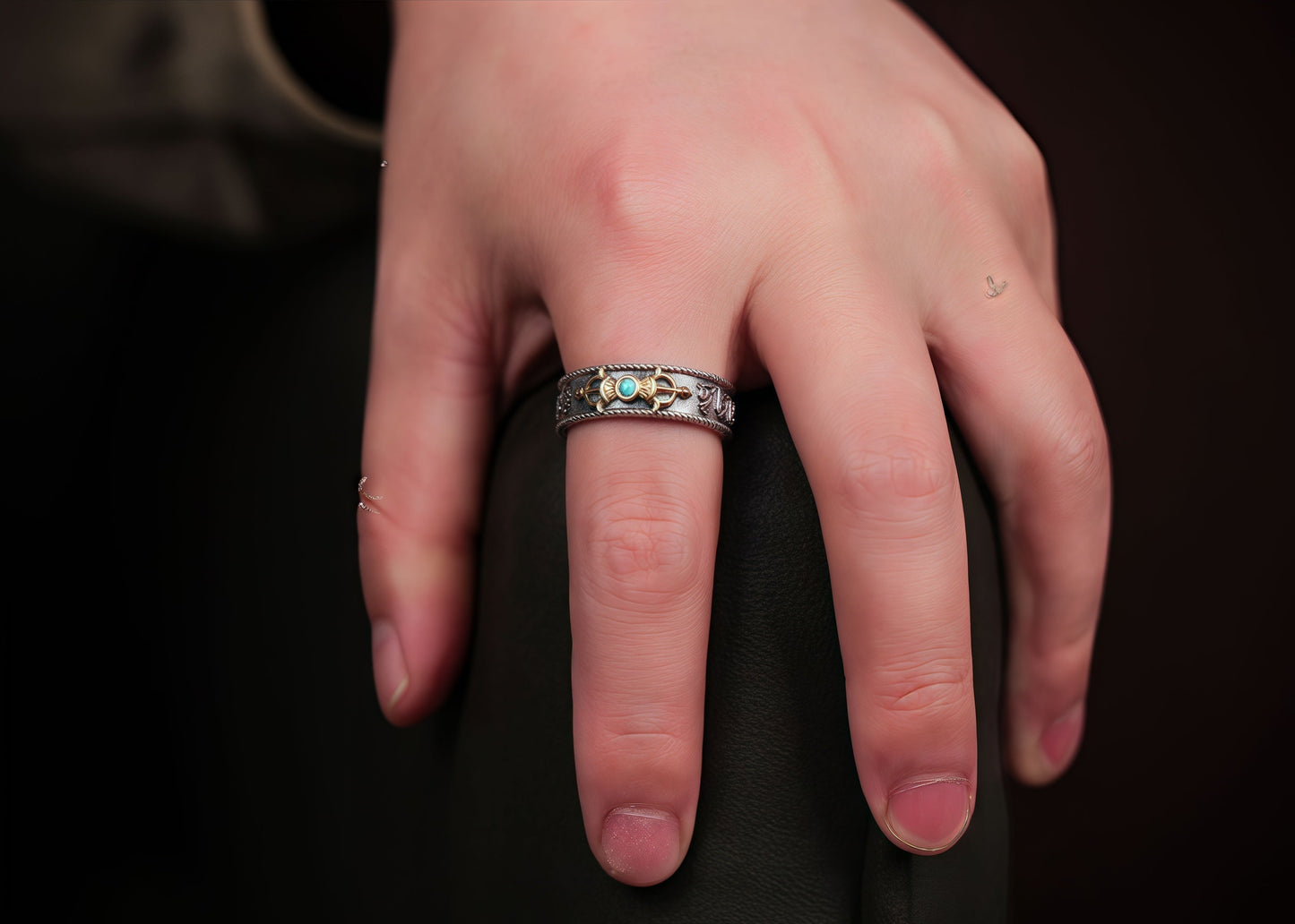 Buddha Trace Vajra Cross Ring Buddha Trace