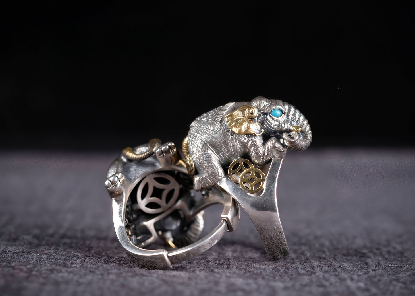 Buddha Trace Lucky Elephant Ring Buddha Trace