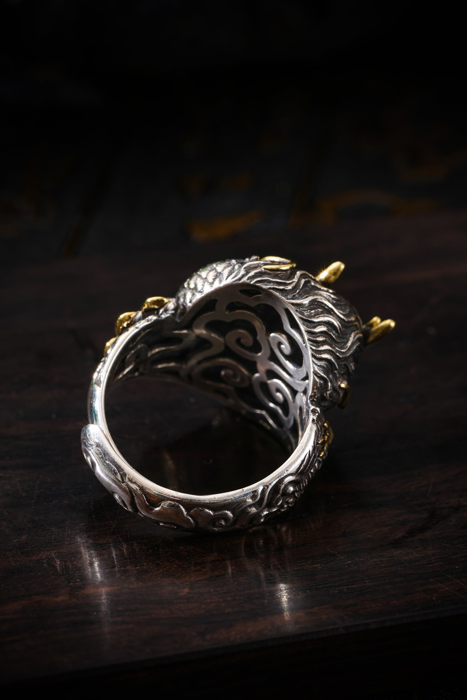 Buddha Trace Tibetan Auspicious Dragon Guardian Ring Buddha Trace