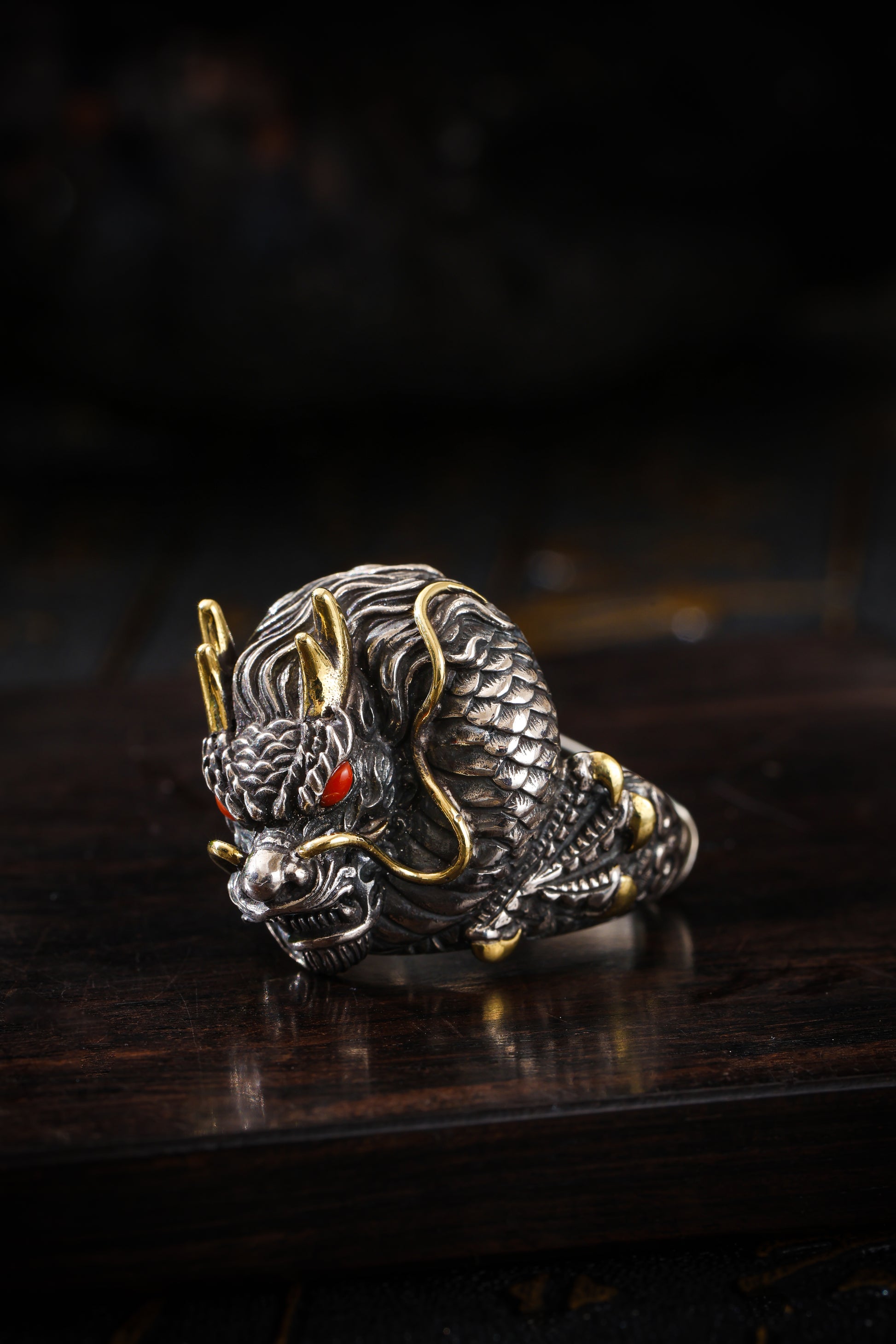 Buddha Trace Tibetan Auspicious Dragon Guardian Ring Buddha Trace