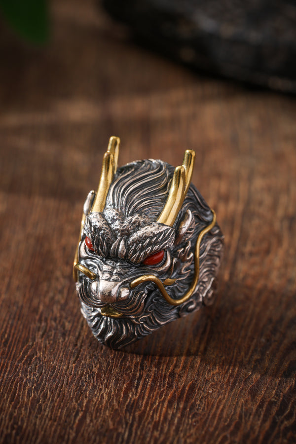 Buddha Trace Tibetan Azure Dragon Guardian Ring