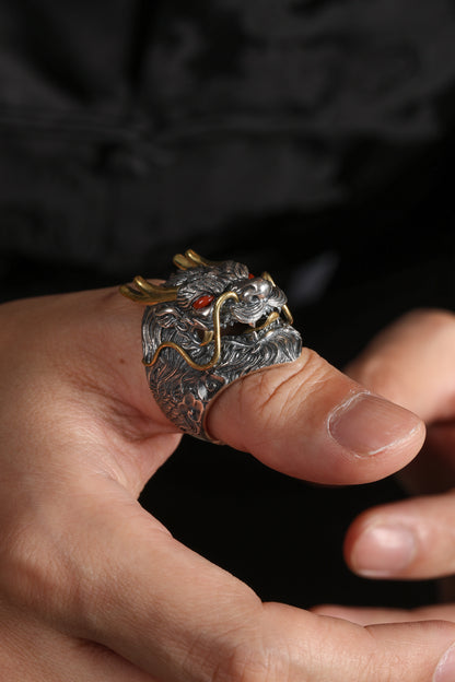 Buddha Trace Tibetan Azure Dragon Guardian Ring Buddha Trace