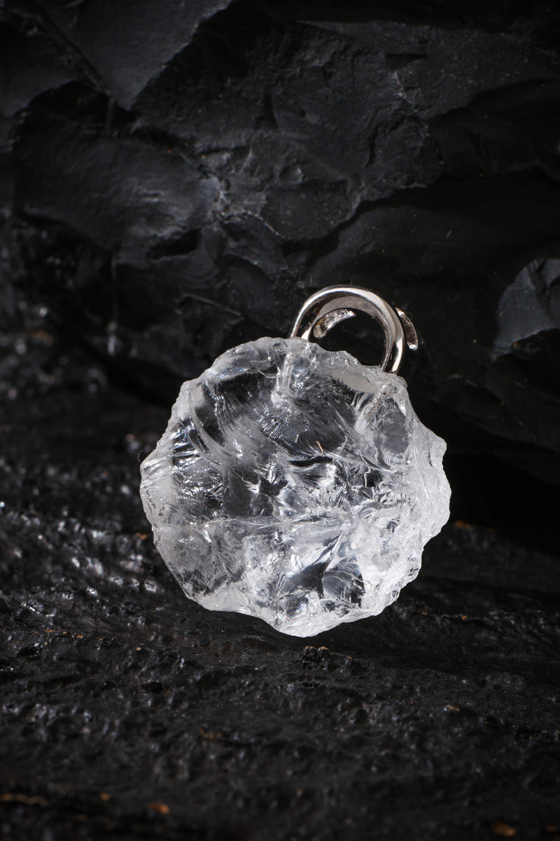 White Crystal Lock Pendant Buddha Trace