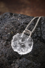 White Crystal Lock Pendant Buddha Trace