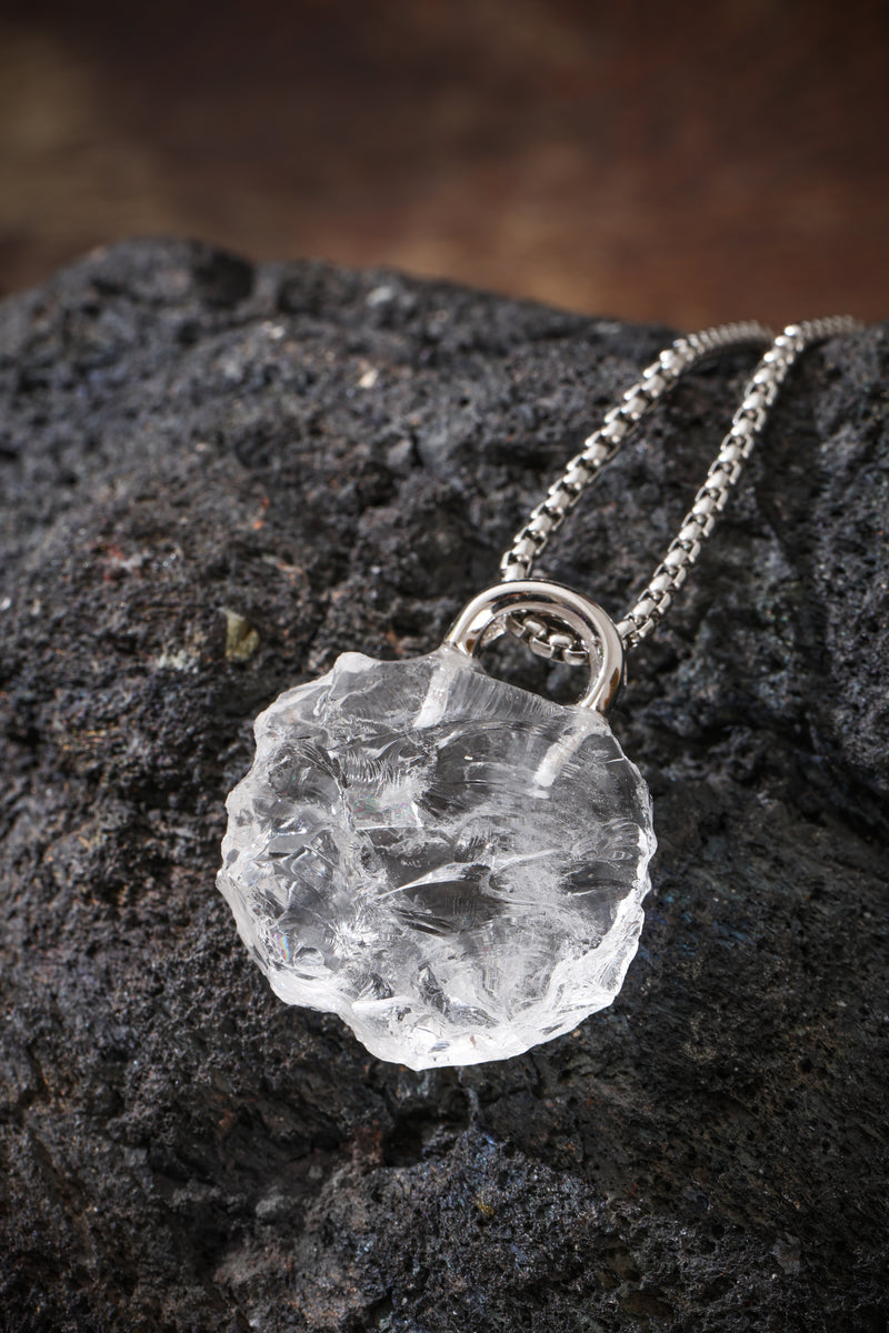 White Crystal Lock Pendant Buddha Trace