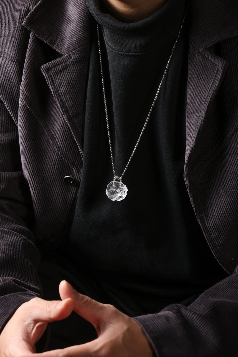 White Crystal Lock Pendant Buddha Trace