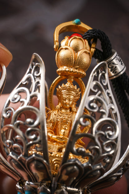 Buddha Trace Tibetan Flowers Bloom to Reveal Buddha Pendant Buddha Trace