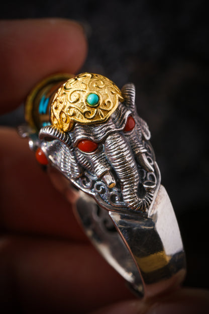 Buddha Trace Tibetan Ganesha Dzi Ring Buddha Trace