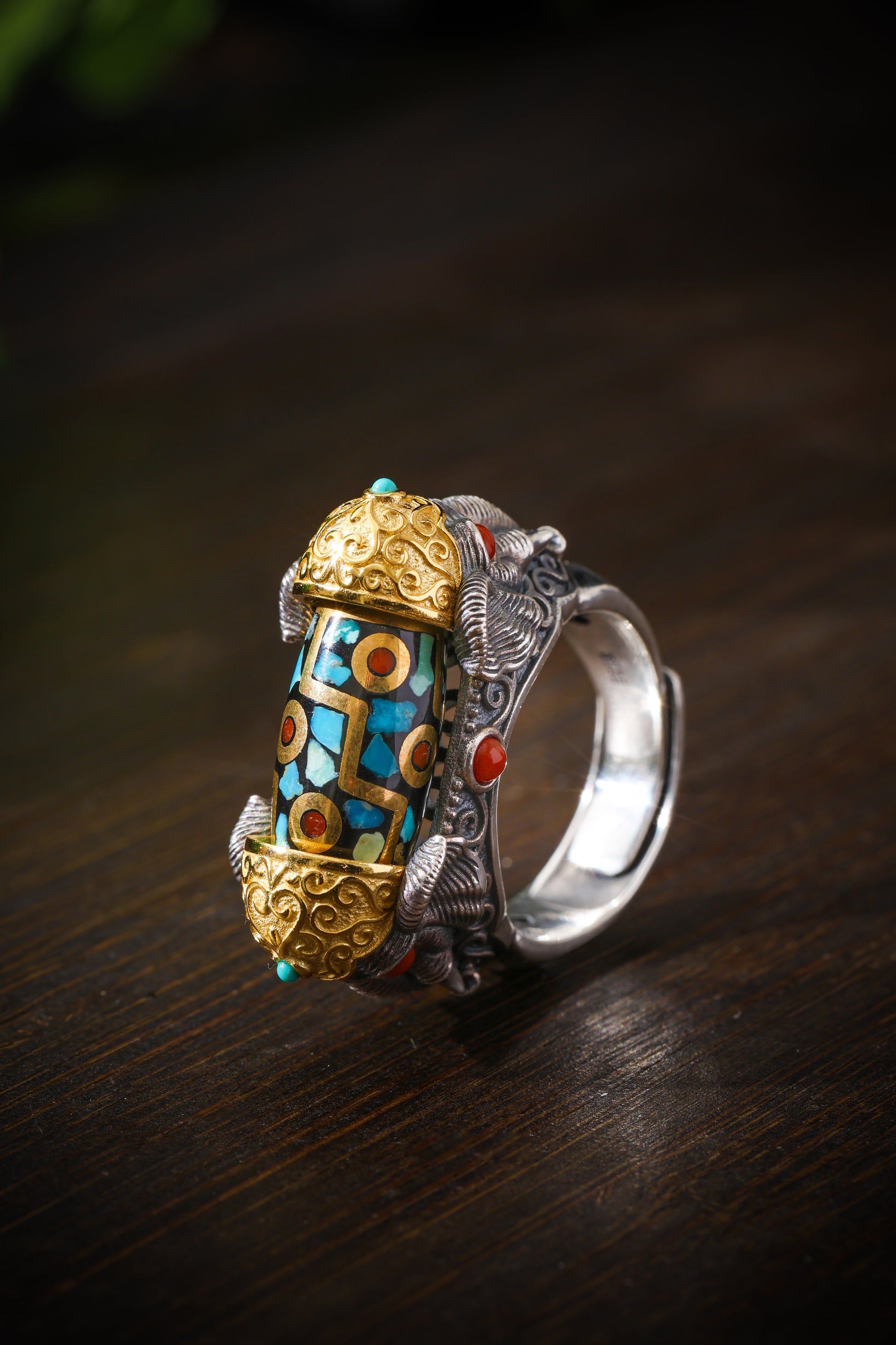 Buddha Trace Tibetan Ganesha Dzi Ring Buddha Trace