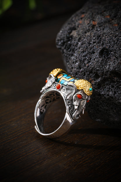 Buddha Trace Tibetan Ganesha Dzi Ring Buddha Trace