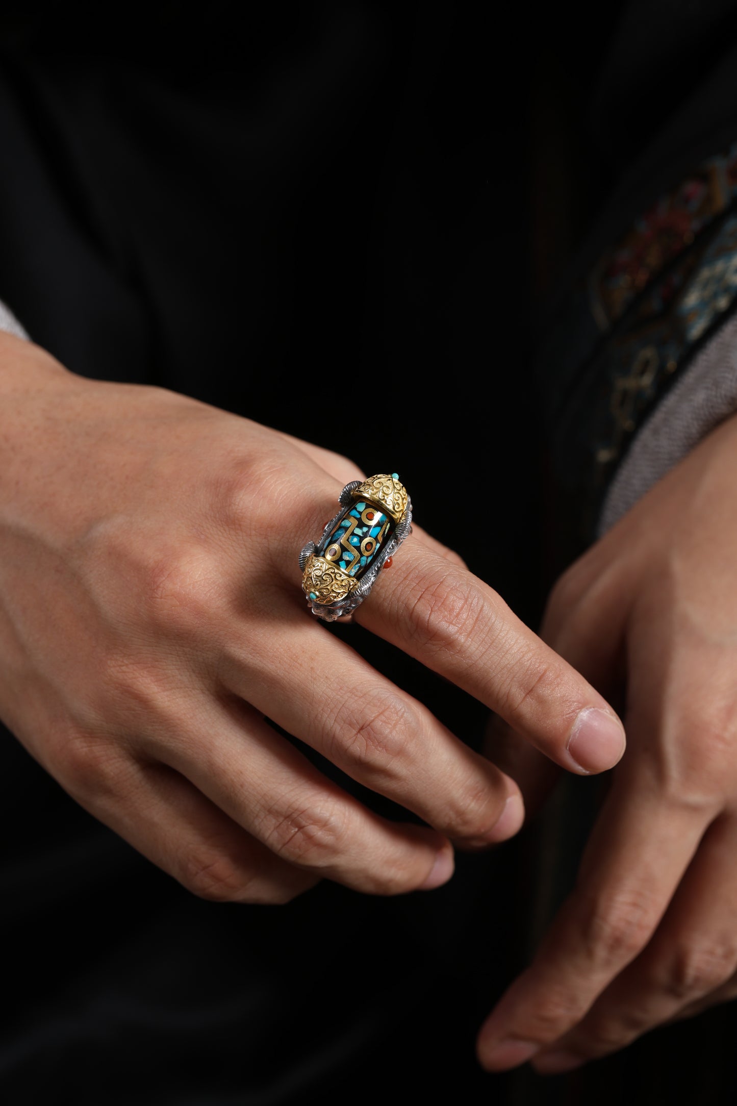 Buddha Trace Tibetan Ganesha Dzi Ring Buddha Trace