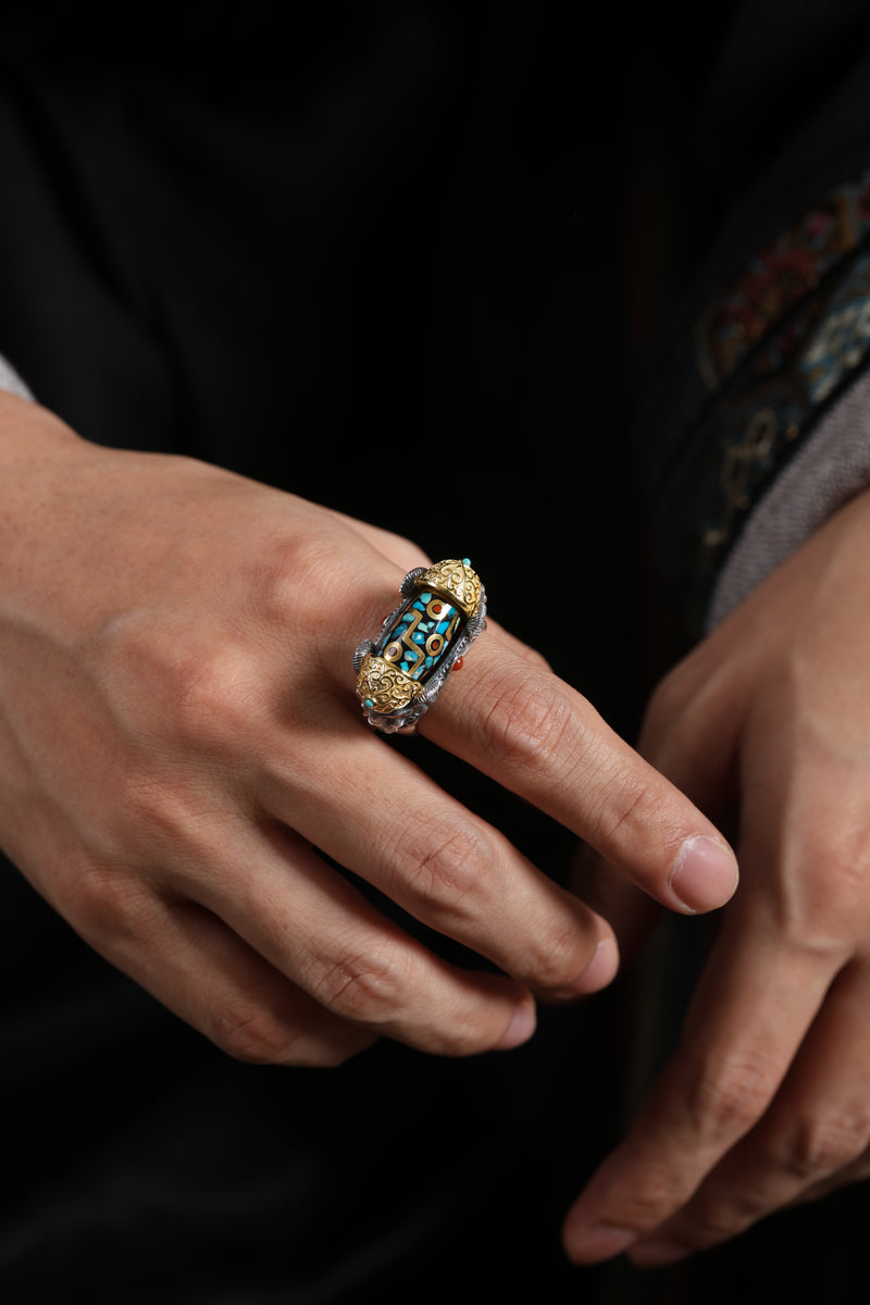 Buddha Trace Tibetan Ganesha Dzi Ring Buddha Trace