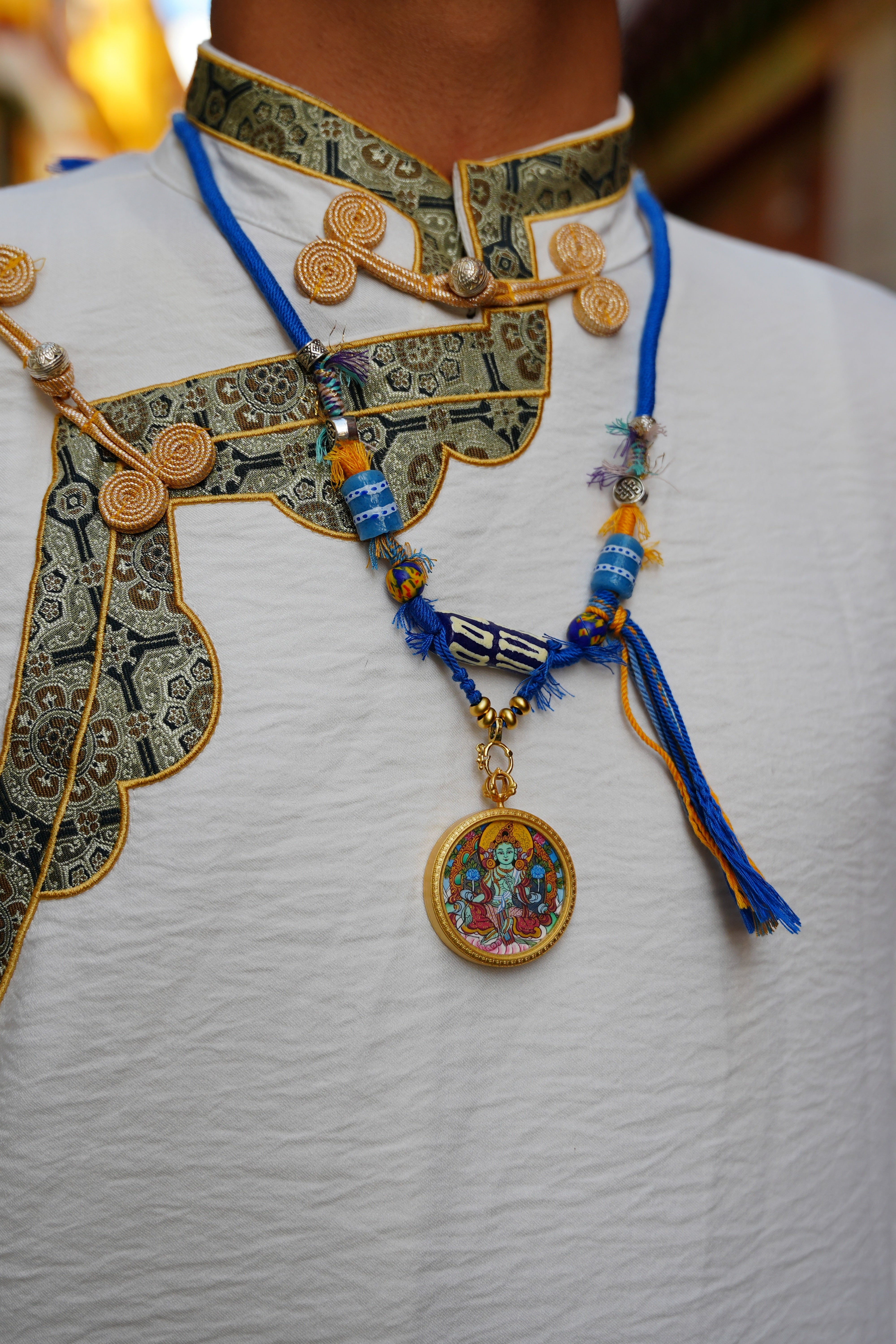 Buddha Trace Tibetan Green Tara Circular Thangka Buddha Trace