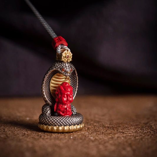 Buddha Trace Dragon-Snake Cinnabar Pendant Buddha Trace