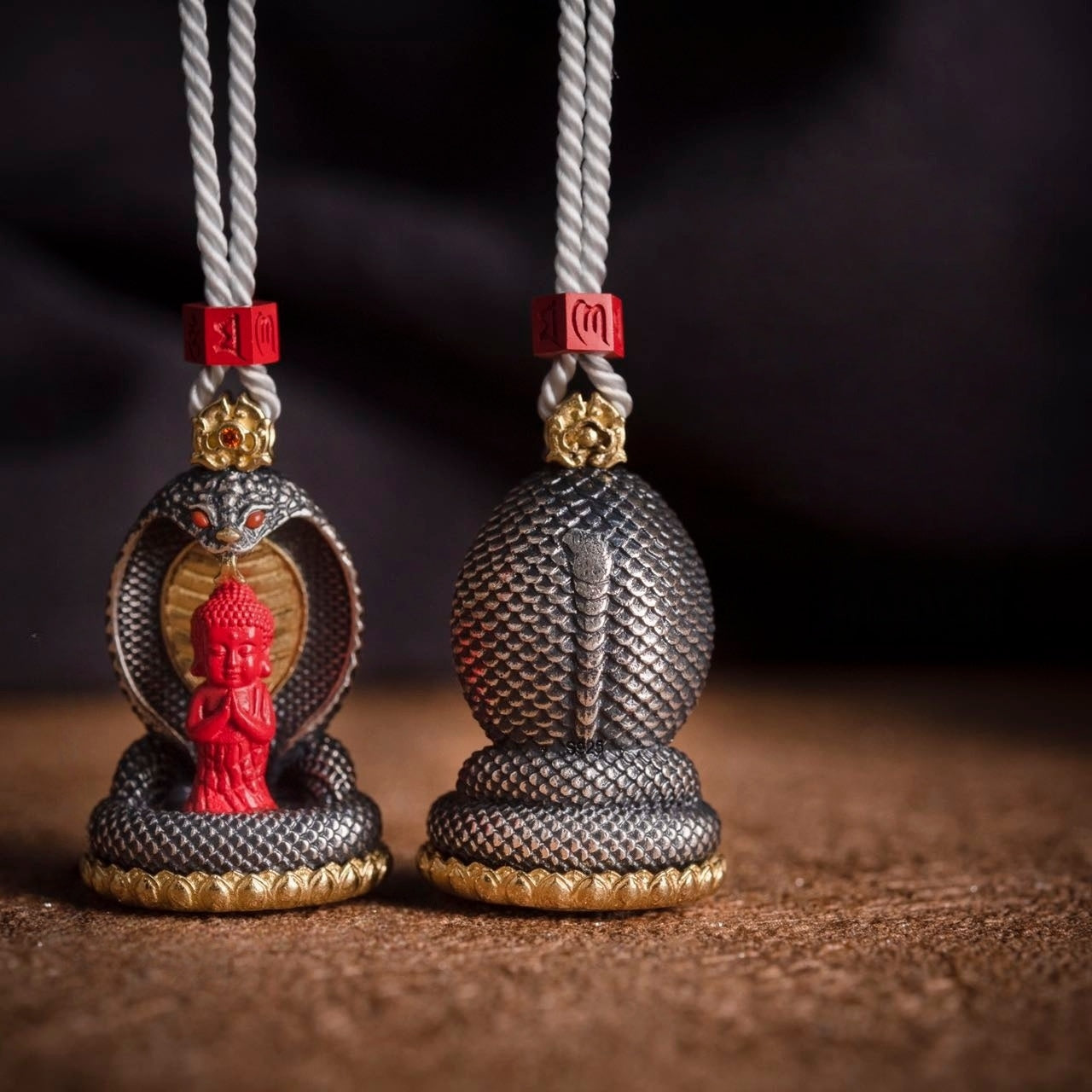 Buddha Trace Dragon-Snake Cinnabar Pendant Buddha Trace