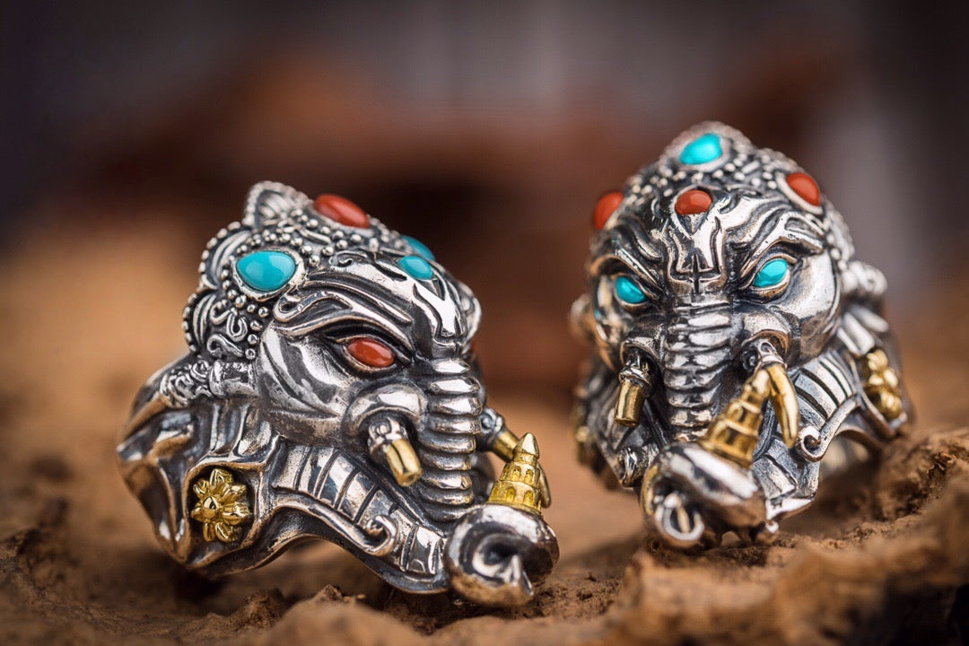Buddha Trace Elephant God Ring Buddha Trace