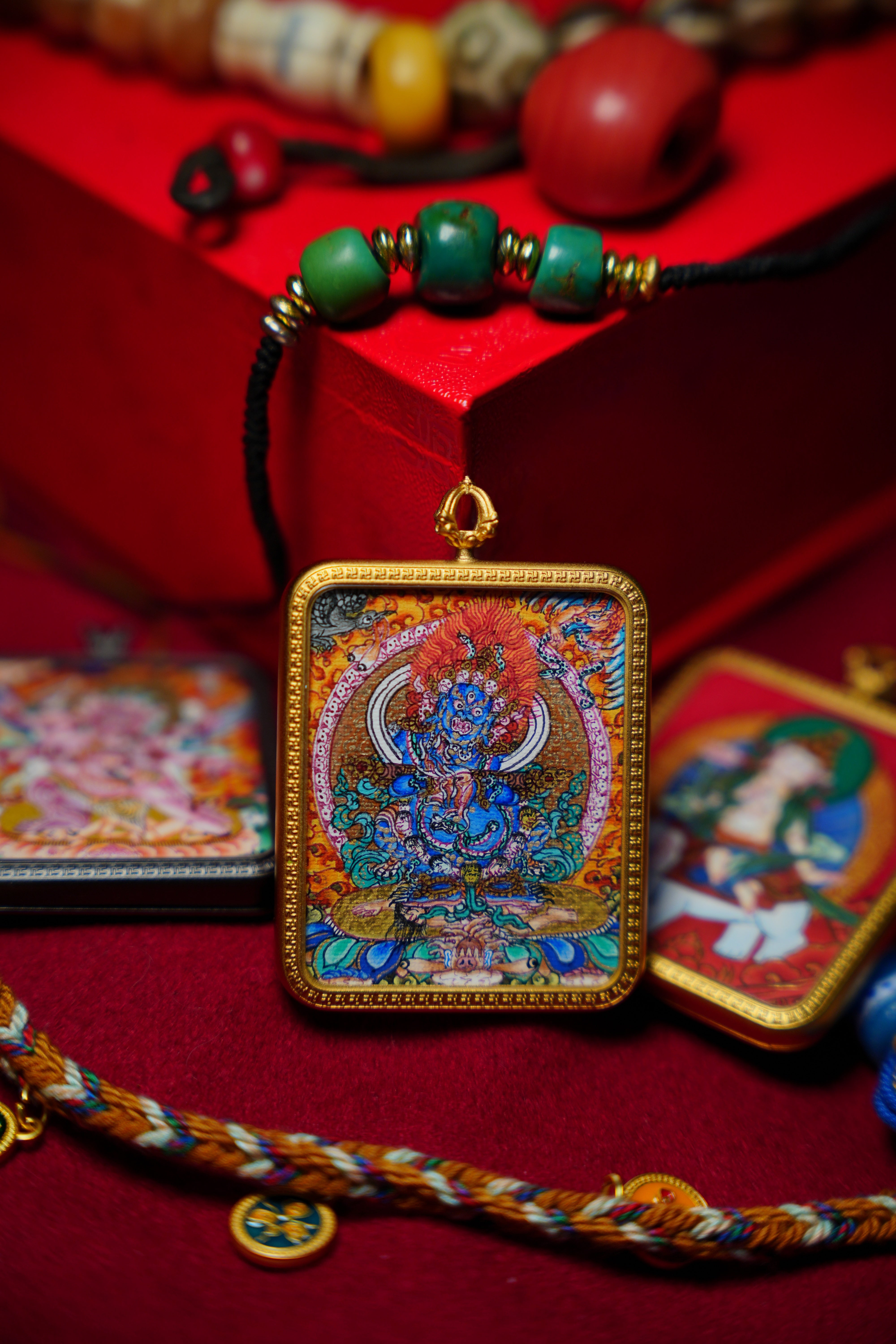 Buddha Trace Tibetan Mahakala Colorful Thangka Buddha Trace