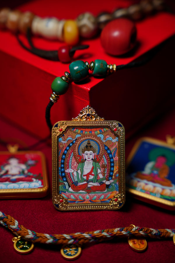 Buddha Trace Tibetan Mahasthamaprapta Colorful Thangka