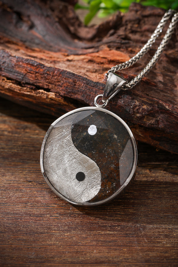 Meteoritic Iron & Stone Meteorite Tai Chi Pendant