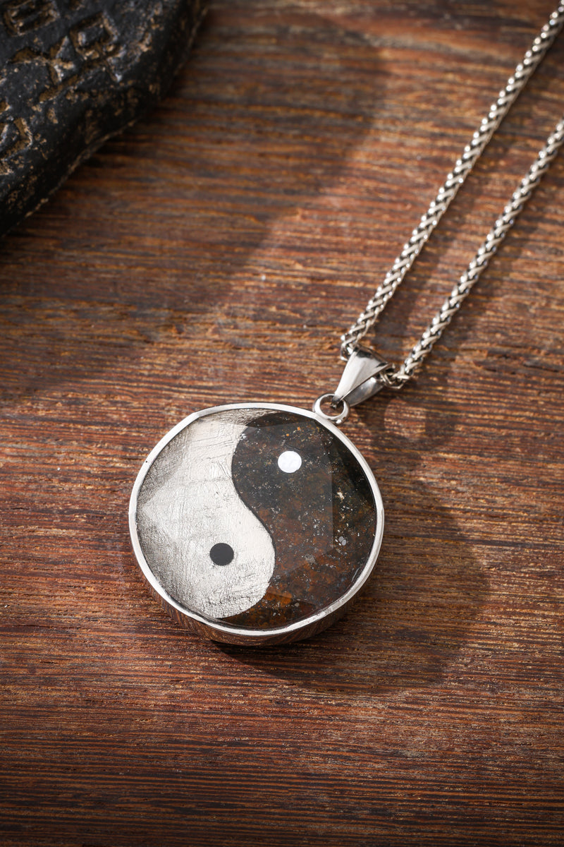 Meteoritic Iron & Stone Meteorite Tai Chi Pendant Buddha Trace