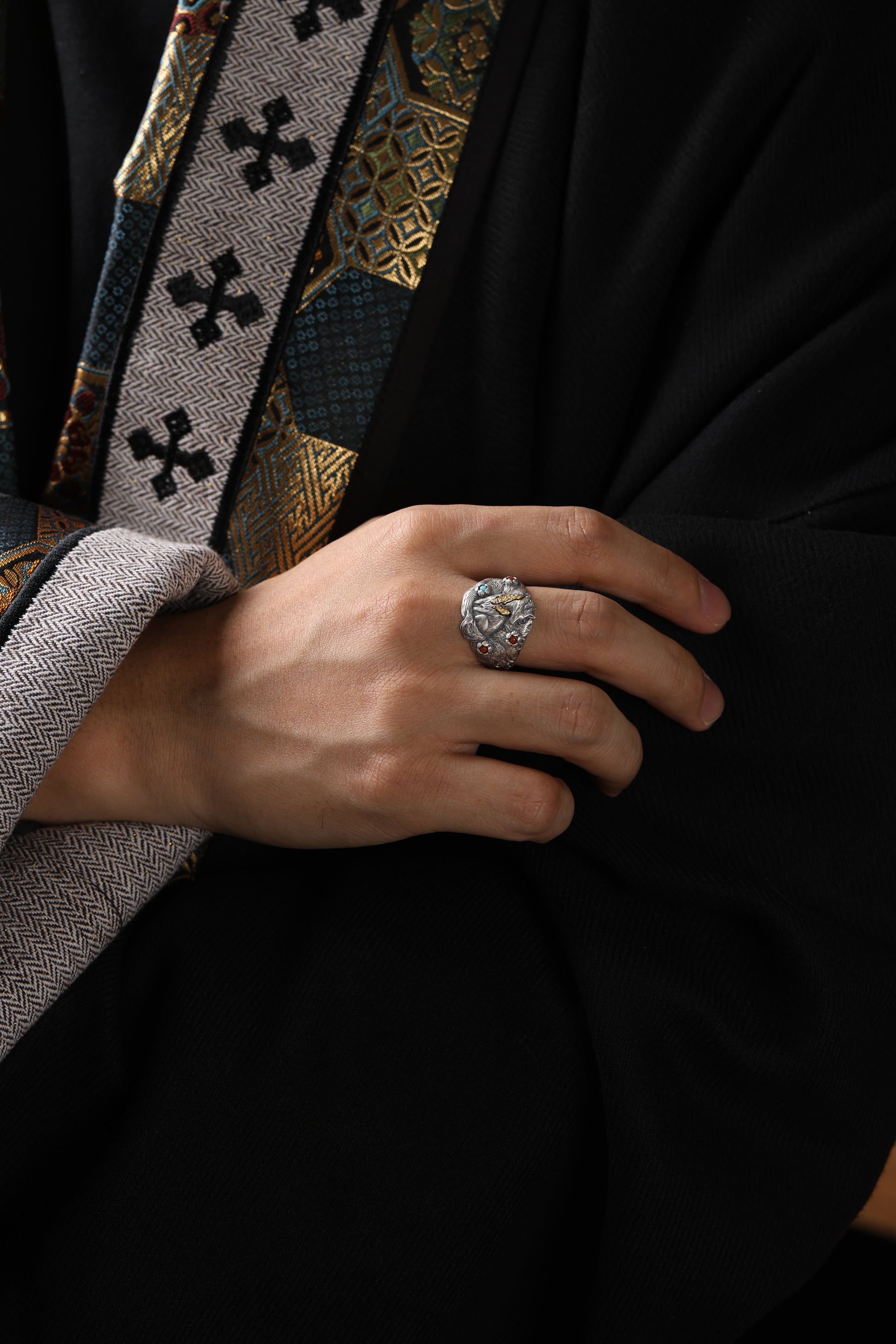 Buddha Trace Tibetan Nine-Tailed Fox Guardian Ring Buddha Trace