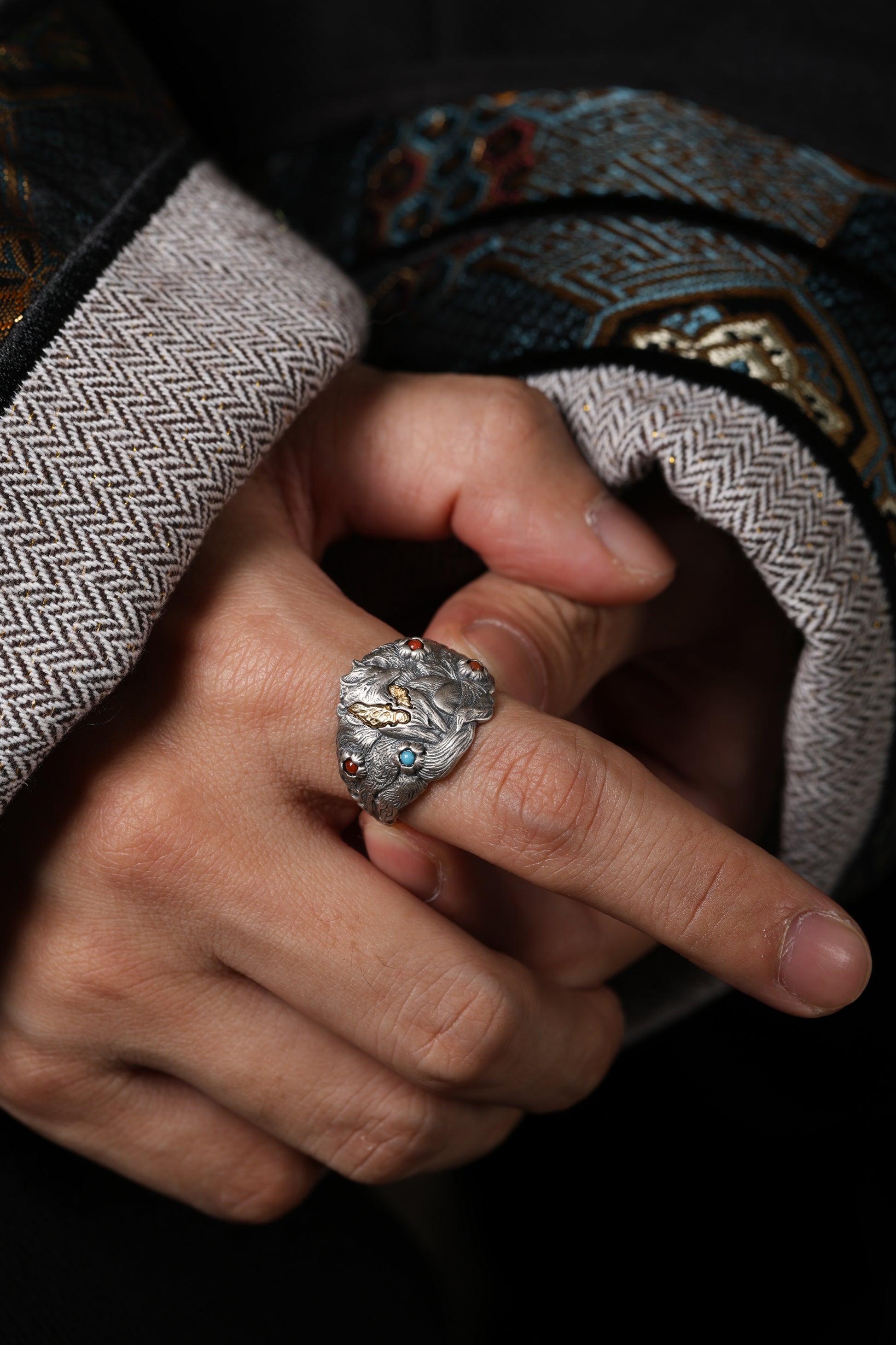 Buddha Trace Tibetan Nine-Tailed Fox Guardian Ring Buddha Trace