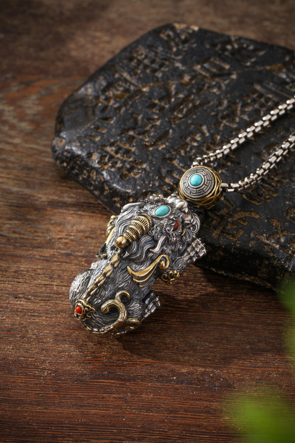 Buddha Trace Tibetan PiXiu Holding Pearl Pendant