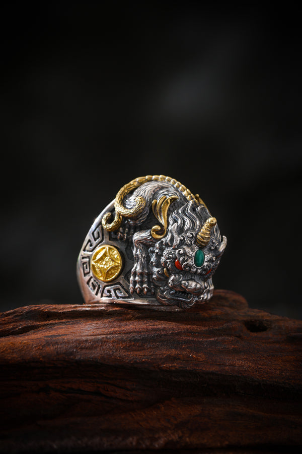 Buddha Trace Tibetan Pixiu Guardian Ring
