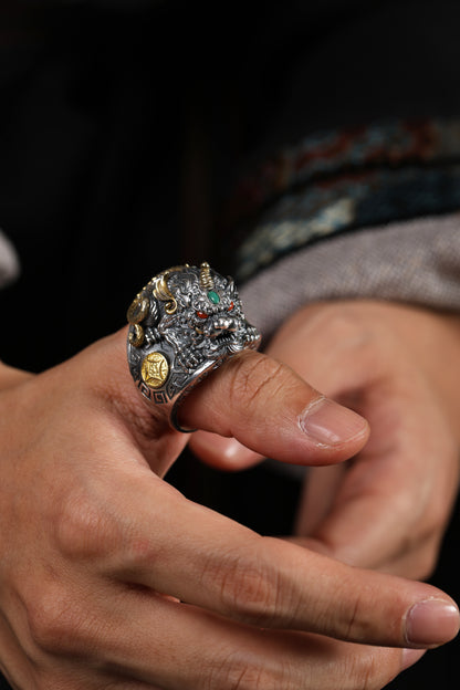 Buddha Trace Tibetan Pixiu Guardian Ring Buddha Trace