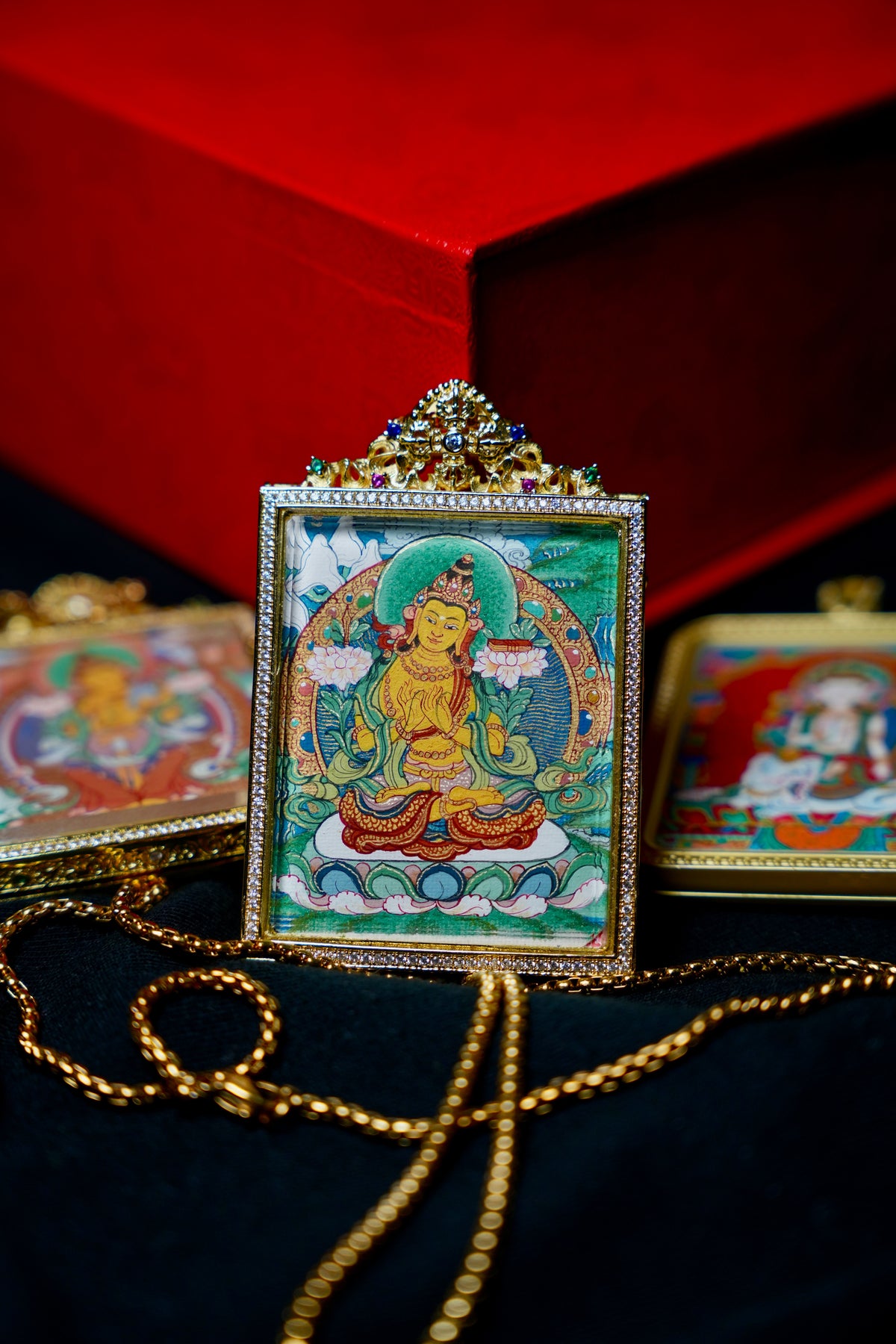 Buddha Trace Tibetan Ratnasambhava Thangka Buddha Trace