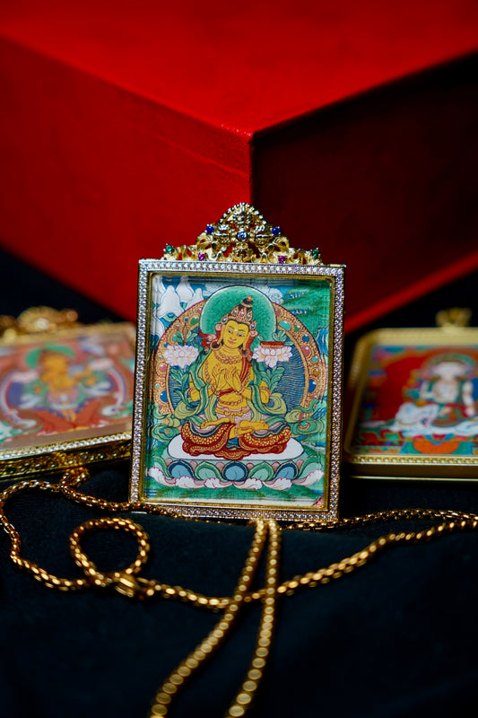 Buddha Trace Tibetan Ratnasambhava Thangka Buddha Trace