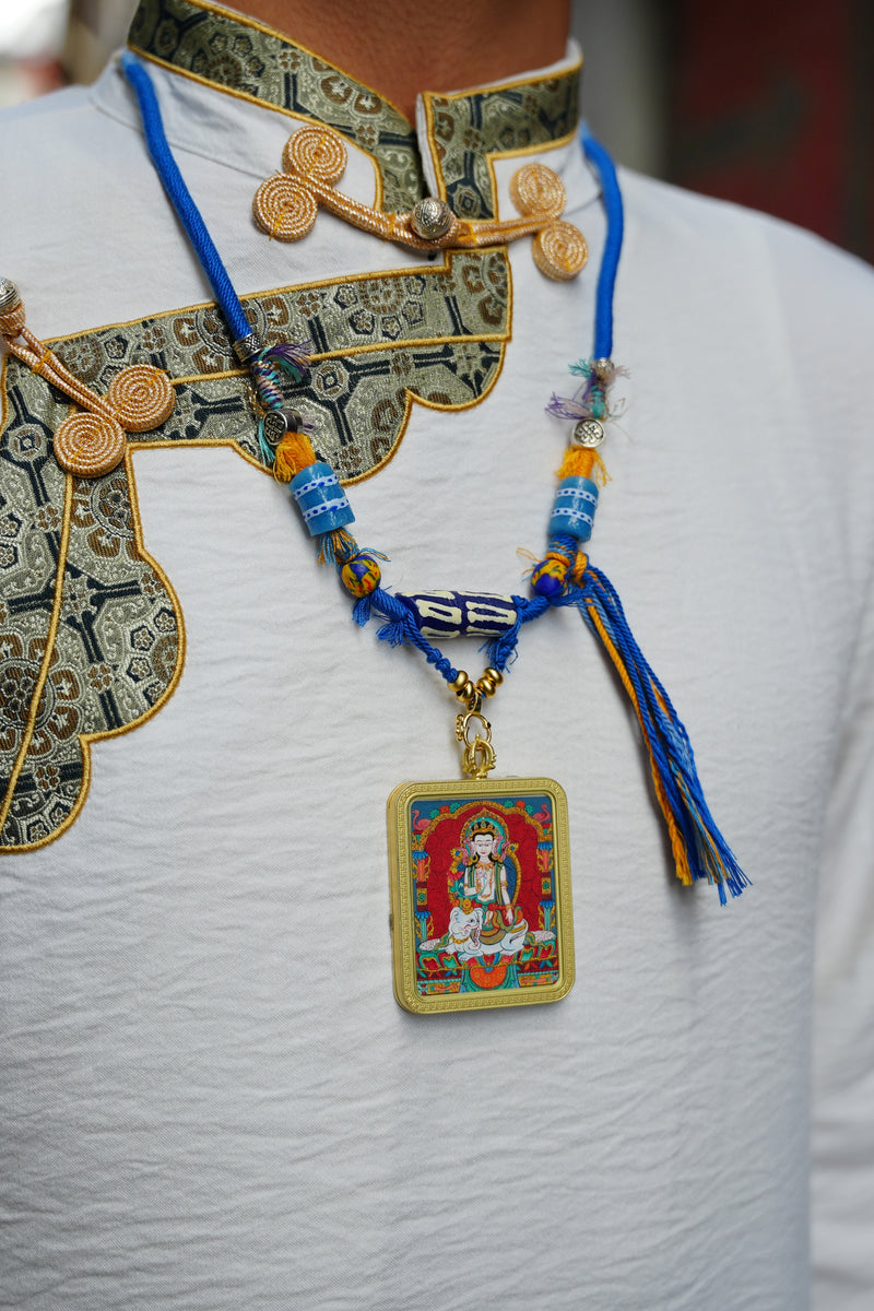 Buddha Trace Tibetan Samantabhadra gold Thangka Buddha Trace